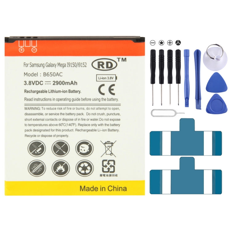 Batteria sostitutiva B650AC 2900mAh per Galaxy Mega 5.8 / i9150 / i9152 (nero), 2900mAh Batteria sostitutiva B650AC 2900mAh per Galaxy Mega 5.8 / i9150 / i9152 (nero), 2900mAh